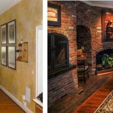 Before and after from a tired and dated faux finish to a perfectly modern color upgrade